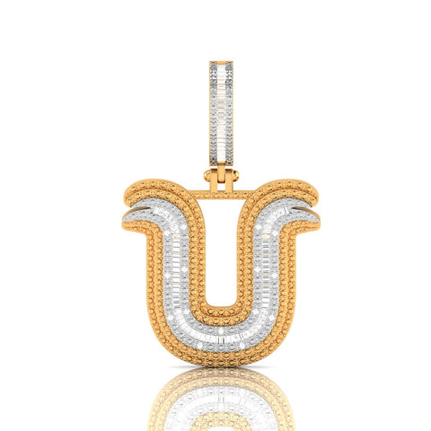 Onirique Initials 925 Sterling Silver 14K Gold Plated Pendant With Diamond Stones