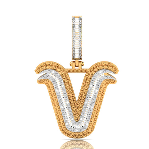 Onirique Initials 925 Sterling Silver 14K Gold Plated Pendant With Diamond Stones