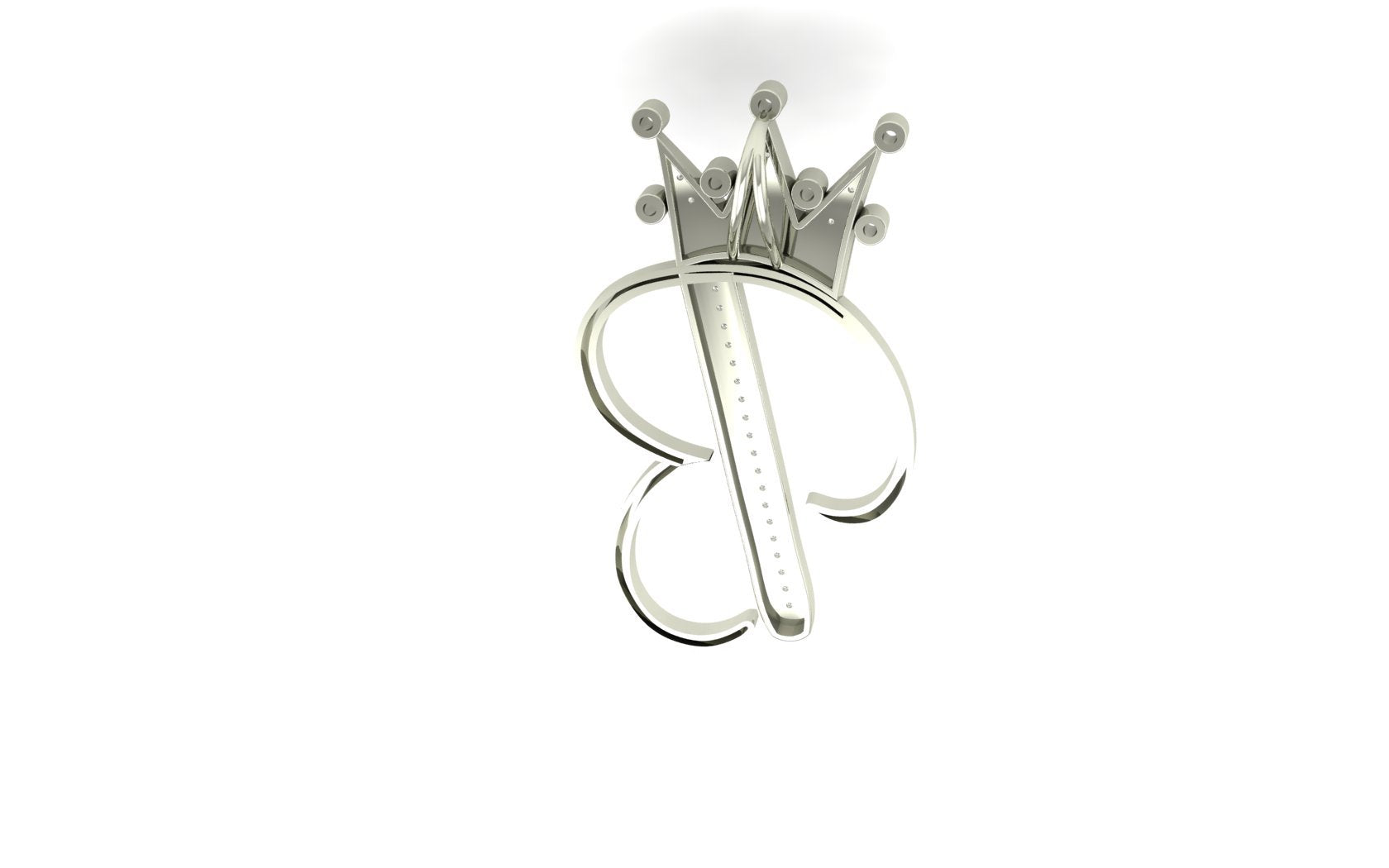 LP or PL Monogram with Crown Silver Plated Necklace