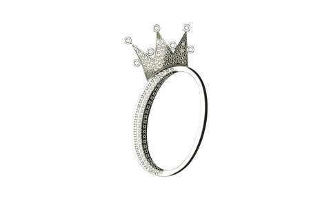 Royal Bliss Crown Cursive Initials Rhodium Plated 925 Silver With Real Diamond Stones