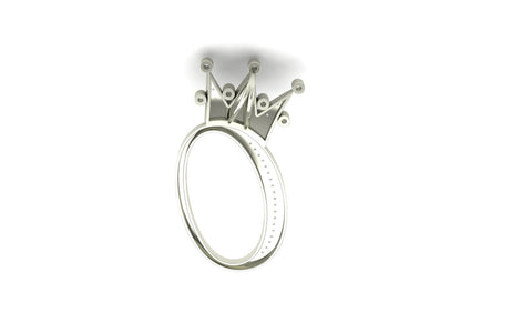 Royal Bliss Crown Cursive Initials Rhodium Plated 925 Silver With Real Diamond Stones