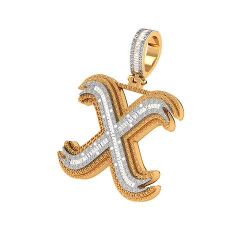 Onirique Initials 925 Sterling Silver 14K Gold Plated Pendant With Diamond Stones