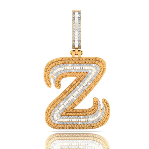 Onirique Initials 925 Sterling Silver 14K Gold Plated Pendant With Diamond Stones