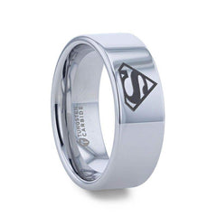 Superman Symbol Hero Tungsten Engraved Ring - 2mm - 12mm