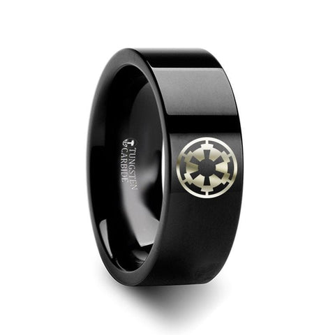 Sith Imperial Emblem Star Wars Black Tungsten Engraved Ring - 6mm - 12mm