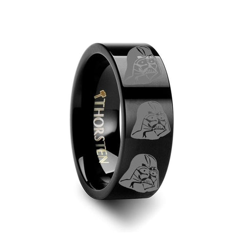 Darth Vader Star Wars Black Tungsten Engraved Ring - 6mm - 12mm