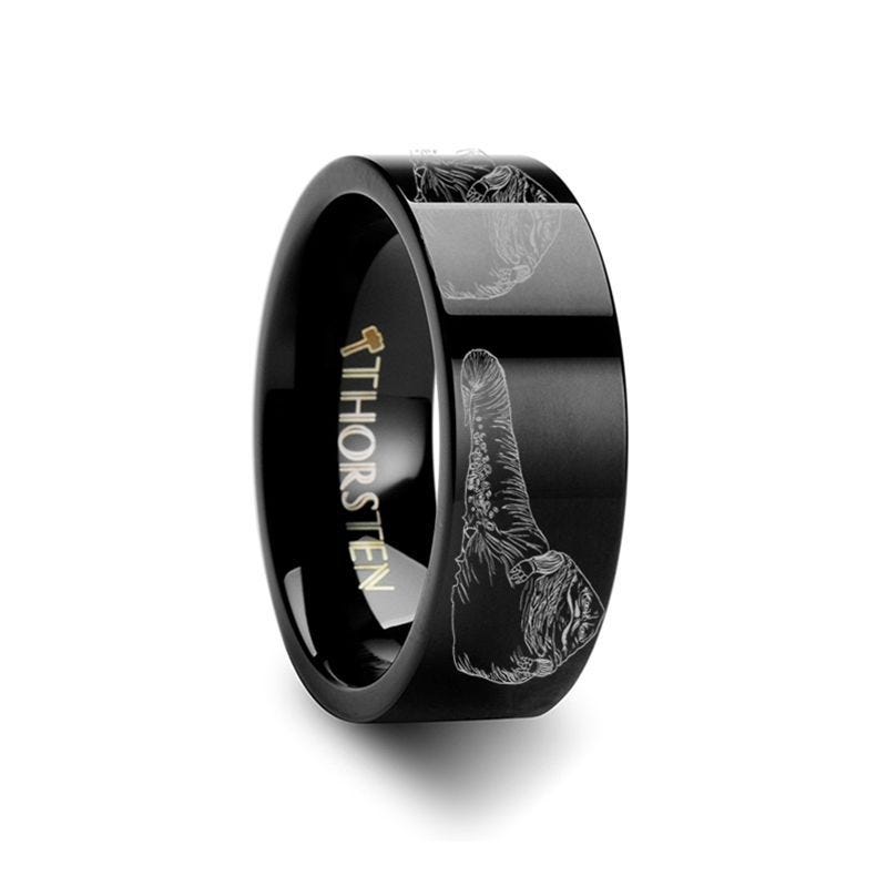 Jabba the Hutt Star Wars Black Tungsten Engraved Ring - 6mm - 12mm