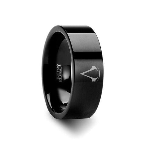 Assassins Creed Super Hero Black Tungsten Engraved Ring Jewelry - 6mm - 12mm