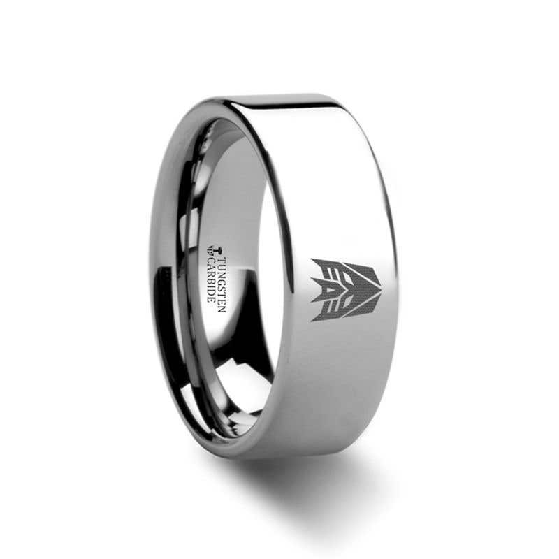 Decepticon Transformers Movie Symbol Super Hero Movie Tungsten Engraved Ring Jewelry - 2mm - 12mm