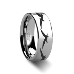 Dinosaur Ring Teradactyl Ring Prehistoric Paleo Engraved Flat Tungsten Ring - 4mm - 12mm