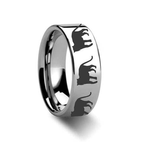 Animal Tiger Print Ring Engraved Flat Tungsten Ring - 4mm - 12mm