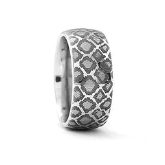 Snake Scales Print Ring Engraved Domed Tungsten Ring Polished - 4mm - 12mm