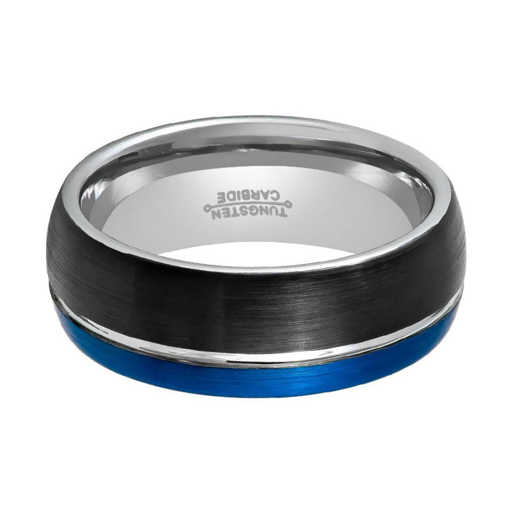 HYBRID | Three Tone Natural Blue & Black Tungsten Ring