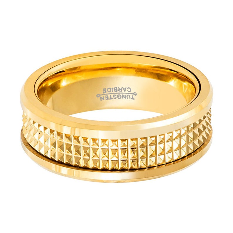 CAESAR | Yellow Gold with Jagged Center Tungsten Ring