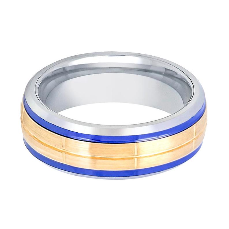 SHIMZO | Blue Hue/Bluish Trims Tungsten Ring