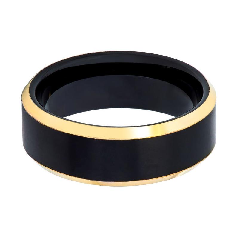 AERGLO | Black and Yellow Gold Tungsten Ring