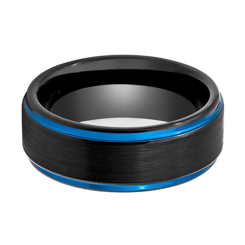 BLIGHT | Two-Tone Black & Blue Tungsten Ring