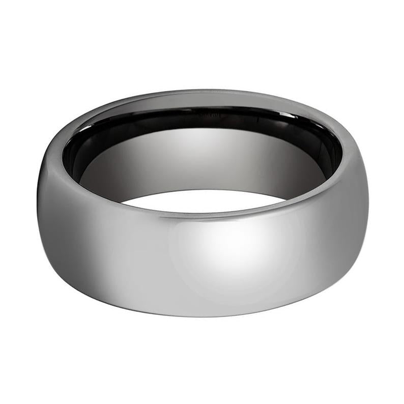 IVORY Shiny Dark Gray Classic Domed Ring for Men