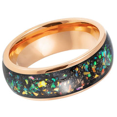 Men's Rose Gold With Multi Color Marble Inlay Tungsten Wedding- 8mm Tungsten Ring