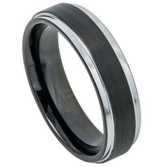 Men's Tungsten Carbide Tungsten Ring  With Carbon Fiber Inaly- 6mm Engraved Tungsten Ring