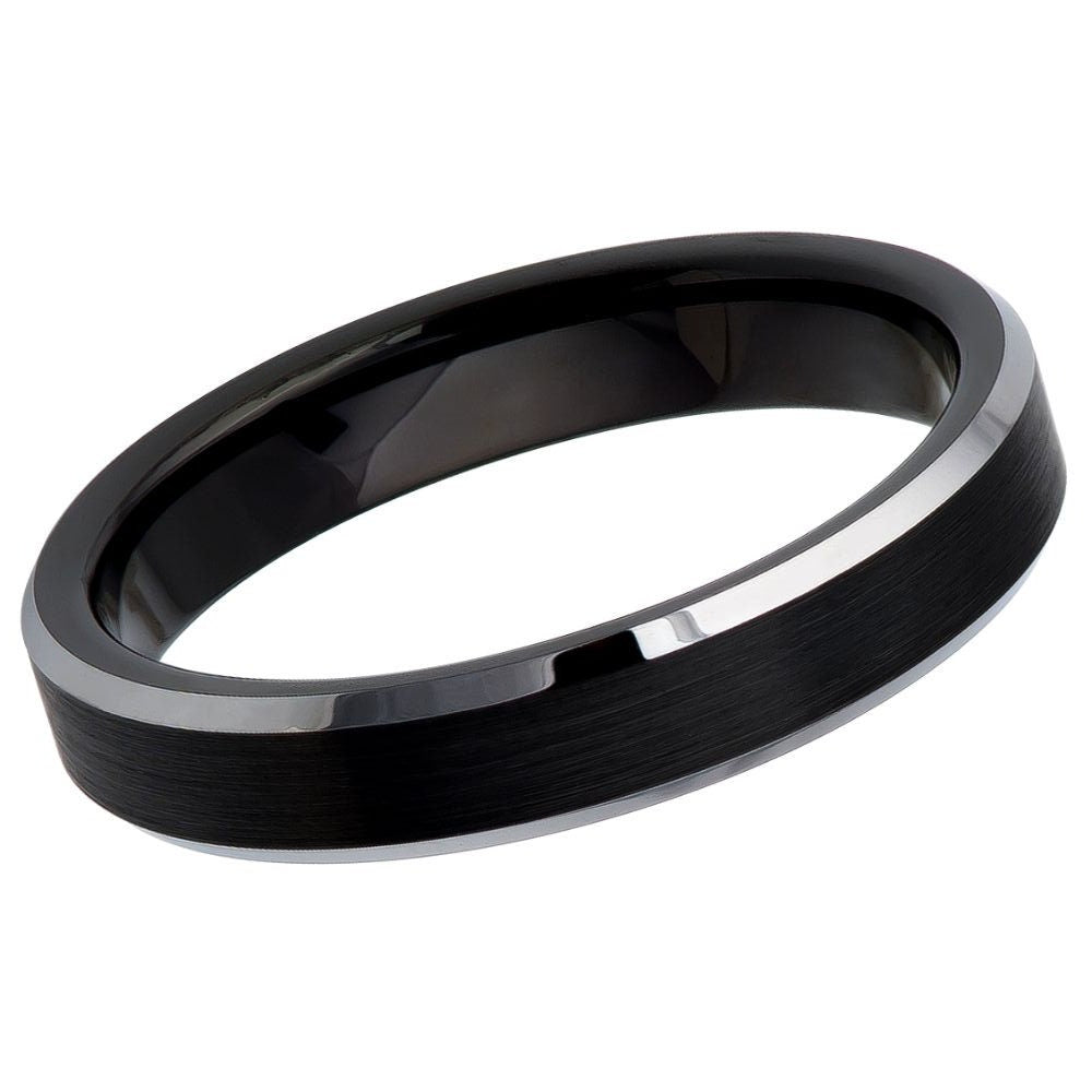 Men's Tungsten Wedding Band Black Tungsten Carbide- Engraved Tungsten Ring