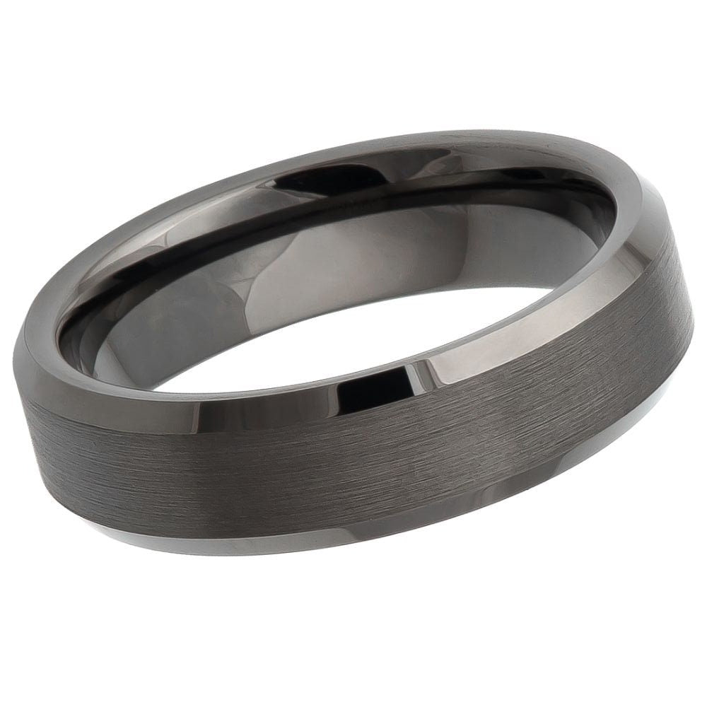 Men's Gunmetal Wedding Tungsten Ring Gunmetal Grey Tungsten Carbide- 6mm Engraved Tungsten Ring