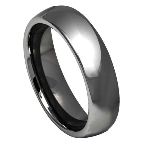 Men's High Polished Shiny Dark Gray Plated Classic Tungsten- 6mm Engraved Tungsten Ring