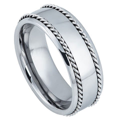 Men's Tungsten Carbide And Wedding Bands- 8mm Engraved Tungsten Ring