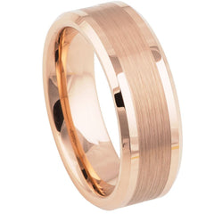 Men's Rose Gold Brushed Tungsten- 8mm Engraved Tungsten Ring