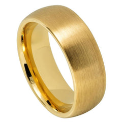 Men's Brushed Gold Wedding Band- 8mm Engraved Tungsten Ring