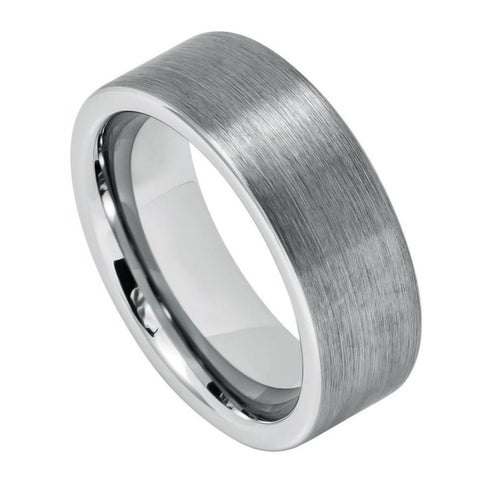 Men's Brushed Silver Tungsten Wedding Band- 8mm Tungsten Ring