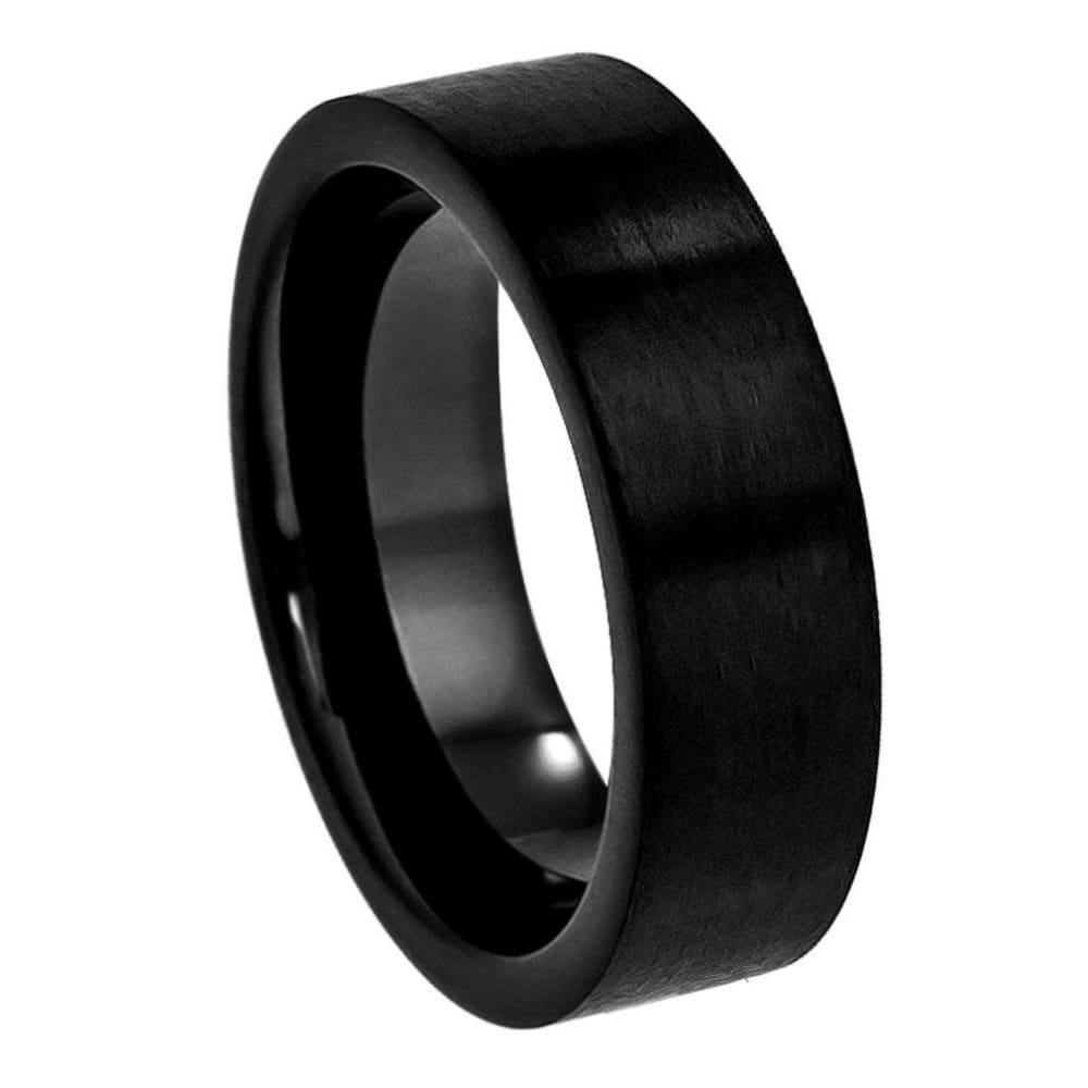 Unisex Black Brushed Tungsten Carbide Wedding Band Big Thumb Tungsten Ring Matte Tungsten- 7mm Tungsten Ring