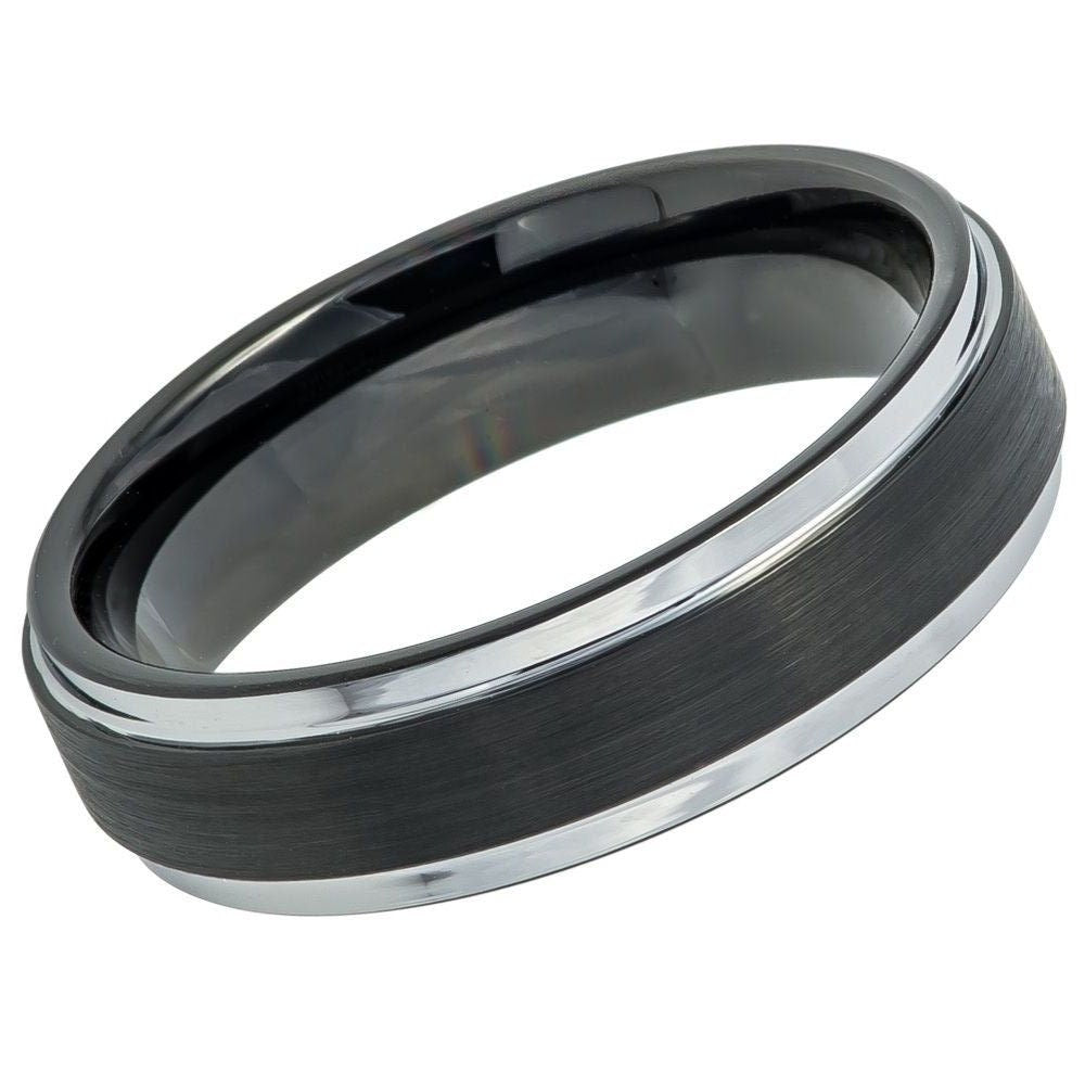 Men's Tungsten Carbide Tungsten Ring  With Carbon Fiber Inaly- 6mm Engraved Tungsten Ring