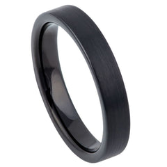 Men's Brushed Black Tungsten Tungsten Ring Beveled Edges carbide Tungsten Ring Anniversary- 4mm Engraved Tungsten Ring