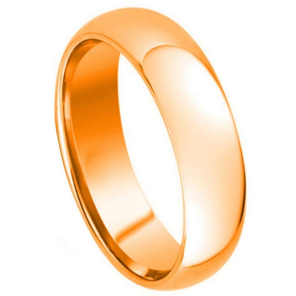 Men's Rose Gold Tungsten Couple Wedding Band Polished Shiny Dome- 7mm Engraved Tungsten Ring