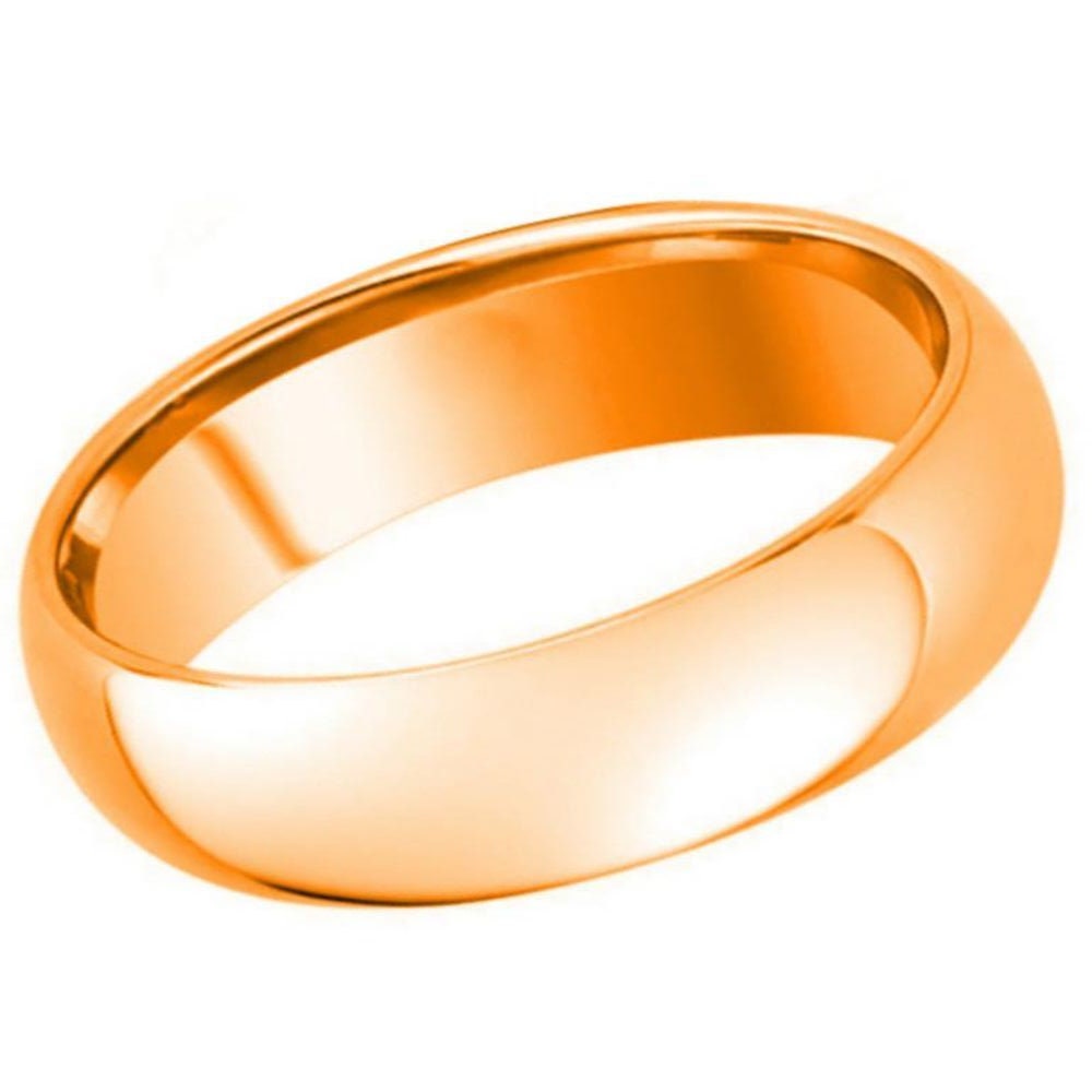 Men's Rose Gold Tungsten Couple Wedding Band Polished Shiny Dome- 7mm Engraved Tungsten Ring