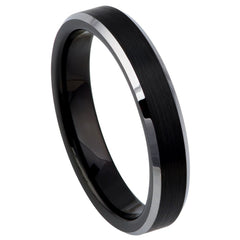 Men's Tungsten Wedding Band Black Tungsten Carbide- Engraved Tungsten Ring