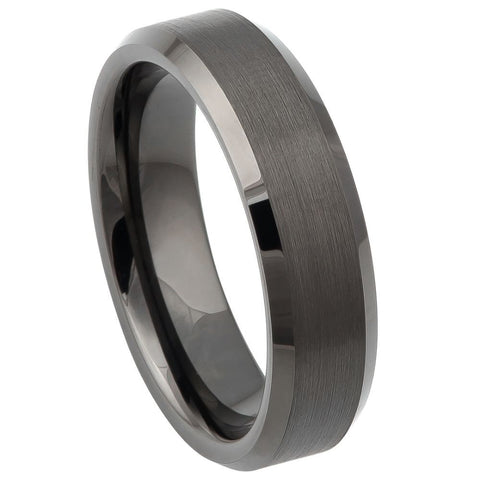 Men's Gunmetal Wedding Tungsten Ring Gunmetal Grey Tungsten Carbide- 6mm Engraved Tungsten Ring