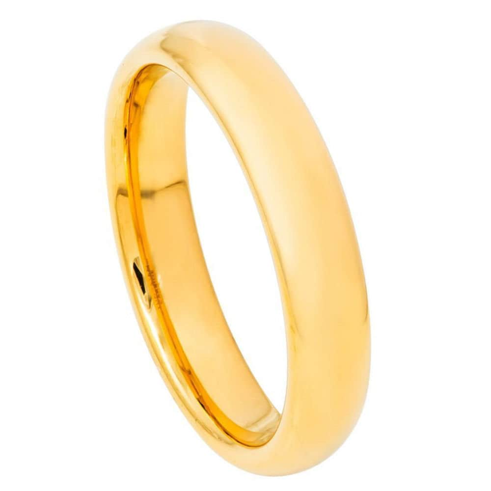 Men's Yellow Gold Tungsten Tungsten Ring Tungsten Carbide Wedding Band- 4mm Engraved Tungsten Ring