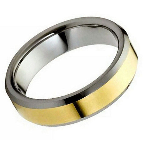 Men's Golden Top With Inner Black Center Tungsten Carbide Wedding Band- 6mm Engraved Tungsten Ring