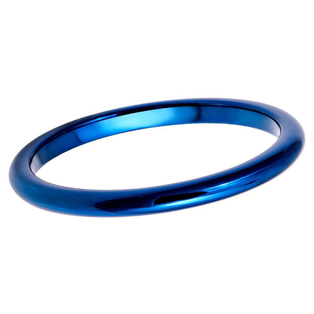 Men's Blue Sapphire Polished Anel Masculino Tungsten Wedding Band- 2mm Engraved Tungsten Ring