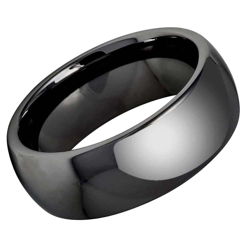 Men's Black Dome Polished Tungsten Wedding Band- 8mm Engraved Tungsten Ring