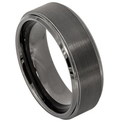 Men's Charcoal Tungsten Wedding Band- 8mm Engraved Tungsten Ring