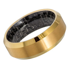 Unisex Wedding Band Yellow Gold Tungsten- 8mm Engraved Tungsten Ring