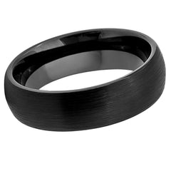 Men's Tungsten Black Brushed Domed Wedding Band Matte- 8mm Tungsten Ring