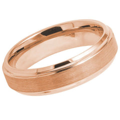 Unisex Rose Gold Brushed Tungsten Wedding Band- 6mm Engraved Tungsten Ring