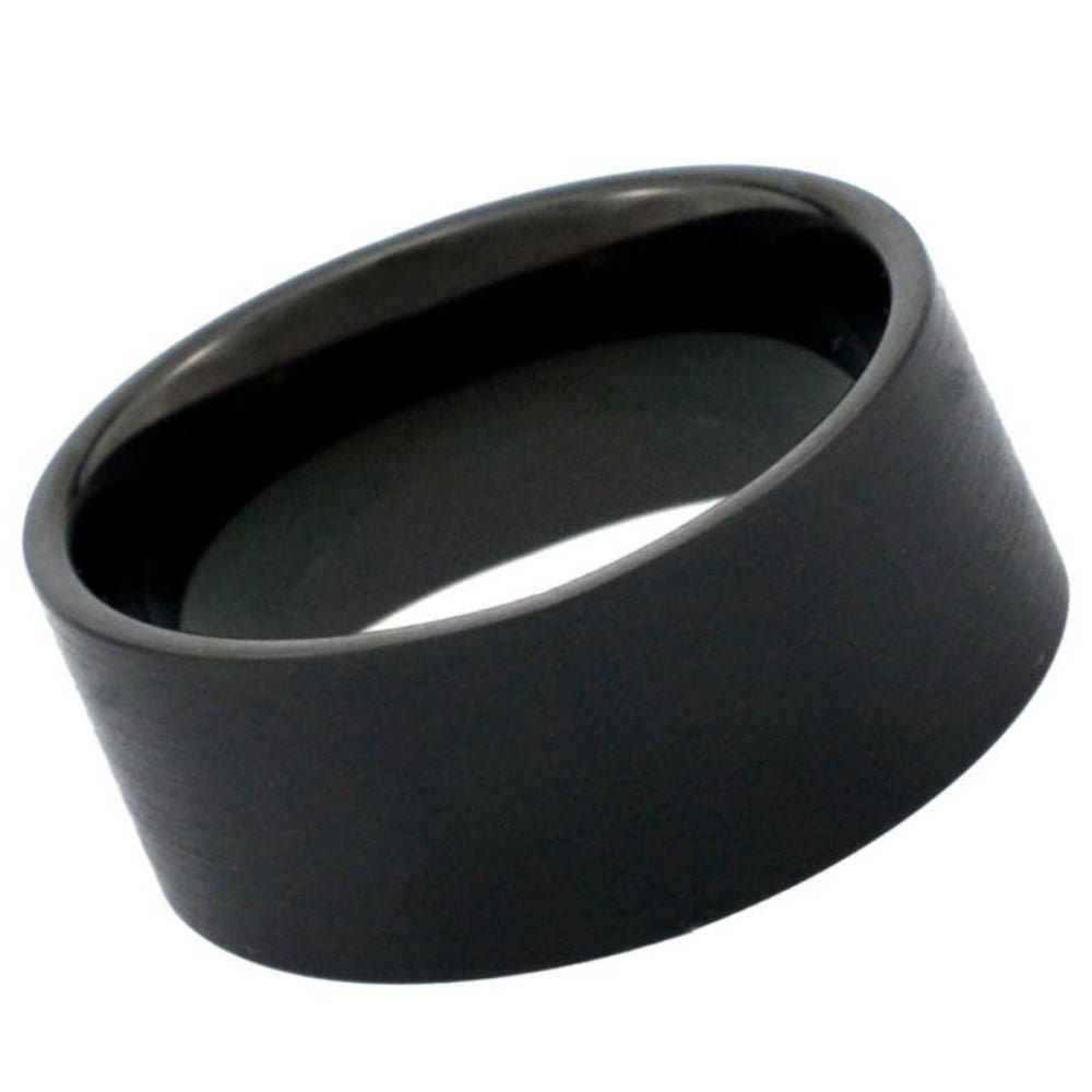 Men's Big Black Band Black Tungsten Wedding Flat Band And Brushed Finish- 12mm Engraved Tungsten Ring