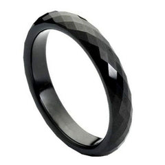 Men's Black Hammered Black Tungsten Wedding Band Comfort Fit- 4mm Engraved Tungsten Ring