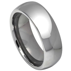 Men's Silver Color Tungsten Tungsten Ring  Dome Polished Wedding Band- 7mm Engraved Tungsten Ring