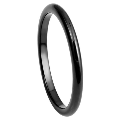 Men's Black Shiny Polished Tungsten Wedding- 2mm Engraved Tungsten Ring